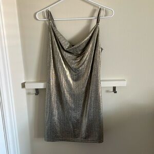 Mendocino Silver Sparkle Cowl Neck Dress